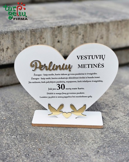 Pastatoma širdis "Perlinių vestuvių metinės"
