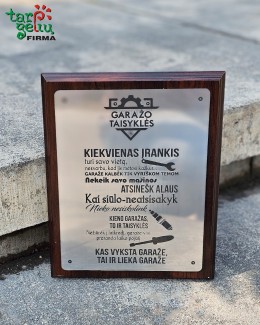 Plaketė "Garažo taisyklės"