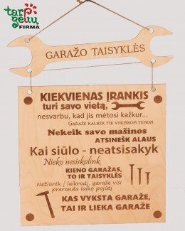 Pakabinama plokštė "Garažo taisyklės"