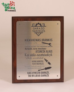 Plaketė "Garažo taisyklės"