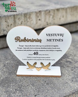 Pastatoma širdis "Rubininės vestuvės"