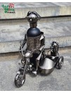 Metalinis butelio stovas-laikiklis „Motociklas su priekaba“