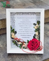 Sveikinimo rėmelis su miegančia rože