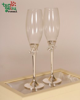 Taurės šampanui su kristalais "Drugelis"