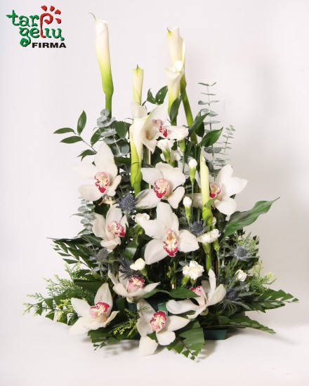 Funeral arrangement with orchids