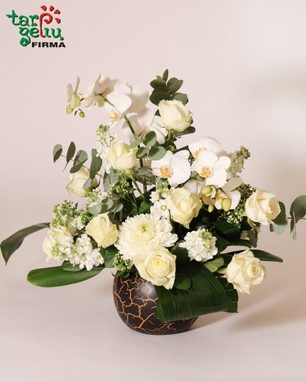 Funeral arrangement with orchids