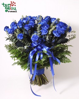 Bouquet of 50 Blue Roses