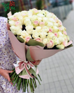 Roses bouquet "White Pink Symphony"