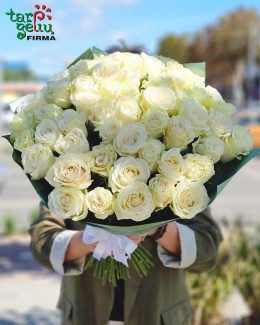 50 White Roses Bouquet