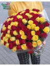 Bouquet of yellow and red roses