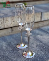 Taurės šampanui su kristalais "Drugelis"